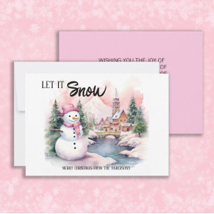 Let it Snow Snowman Christmas Holiday Card