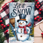 Let It Snow Snowman Christmas Kitchen Towel<br><div class="desc">Add some frosty fun to your kitchen this holiday season with this charming "Let It Snow" snowman kitchen towel. Featuring a jolly snowman in a top hat and scarf, set against a snowy forest backdrop, this towel brings a whimsical touch to your Christmas kitchen decor. Perfect for festive baking or...</div>
