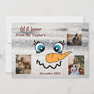 Let It Snow Snowman Christmas Photo Card 