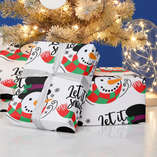 Let It Snow Snowman Christmas Wrapping Paper (Holidays)