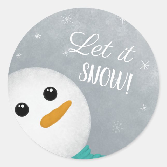 Let It Snow Snowman Classic Round Sticker (Front)