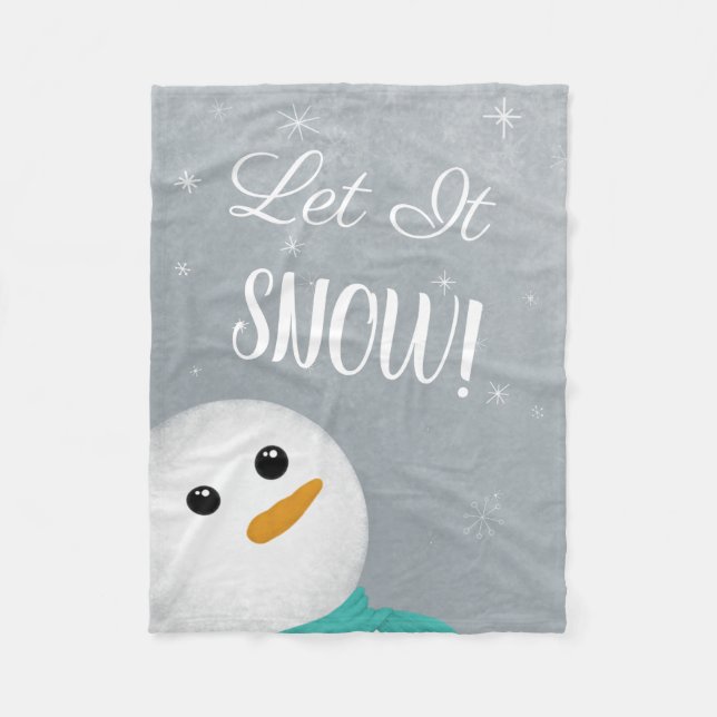 Let It Snow Snowman Fleece Blanket (Front)