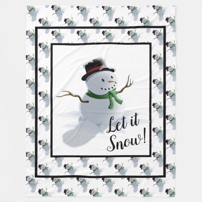 Let it Snow Snowman Fleece Blanket (Front)