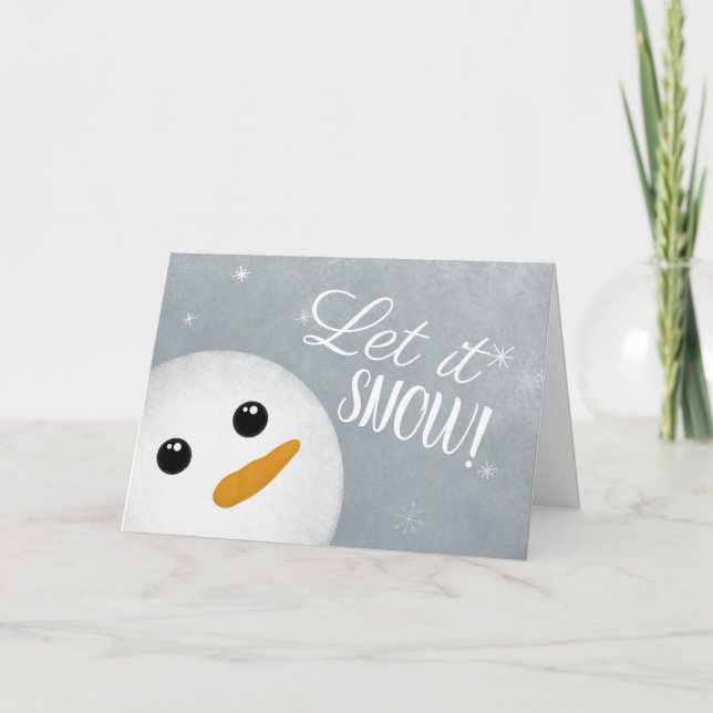 Let It Snow Snowman Folded Holiday Card (Front)