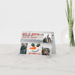 Let it Snow Snowman Folded Photo Christmas Card