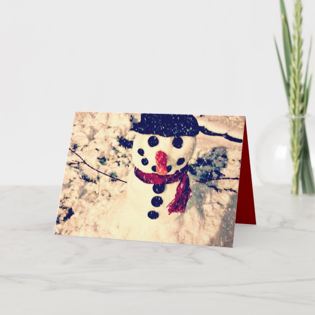 Let It Snow Snowman Holiday Card (Front)
