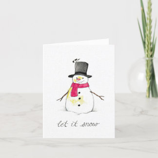 Let it Snow Snowman Holiday Card