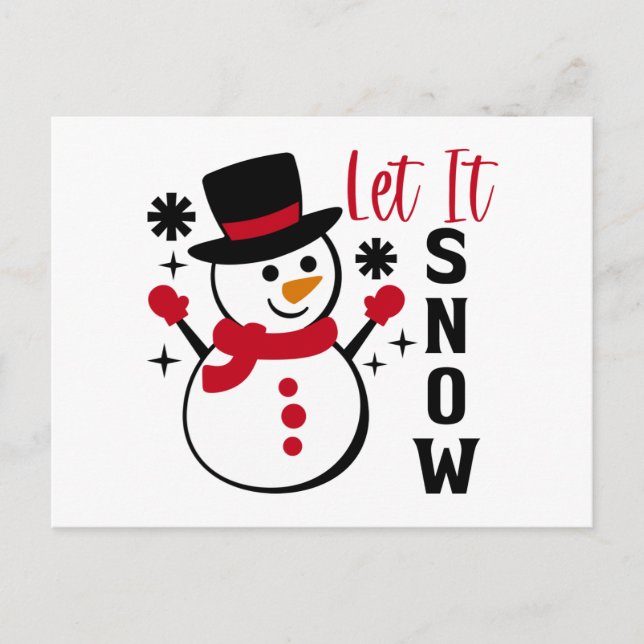 Let it Snow Snowman Holiday Postcard (Front)