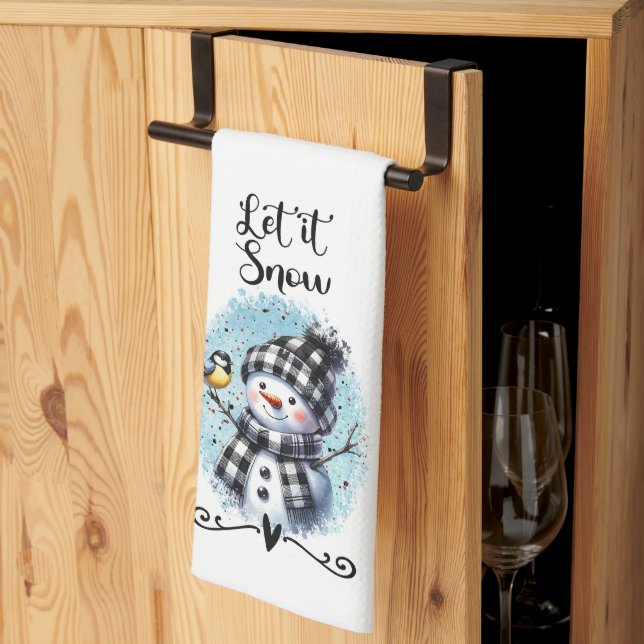 Let it Snow Snowman Kitchen Towel (Thirds Fold)