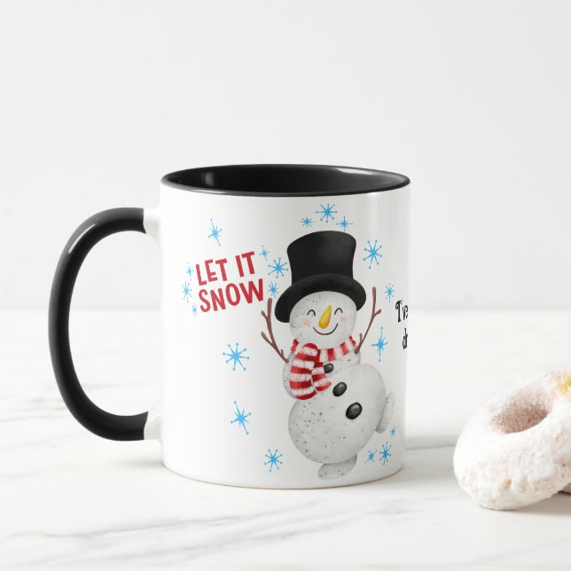 Let It Snow Snowman Mug (With Donut)