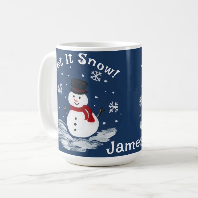 Let It Snow Snowman PERSONALIZE Cocoa Coffee Mug (Front Left)