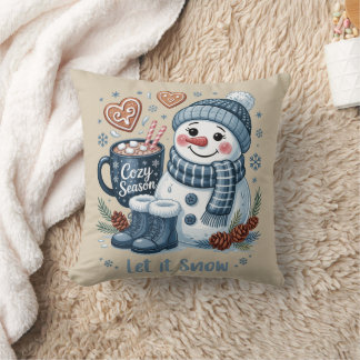 Let it Snow Snowman Throw Pillow