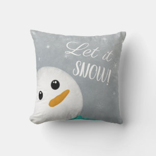 Let It Snow Snowman Throw Pillow