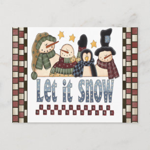 Let It Snow Snowmen Postcard