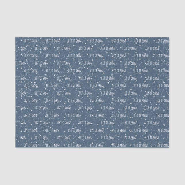 LET IT SNOW Text on Snow and Stars Tissue Paper (Front)