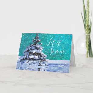 Let it snow throw pillow winter snow elegant holiday card