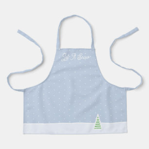 Let It Snow Tiny Winter Tree Ice Blue Polka Dots Apron
