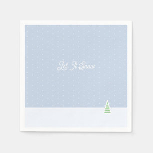 Let It Snow Tiny Winter Tree Ice Blue Polka Dots Napkin