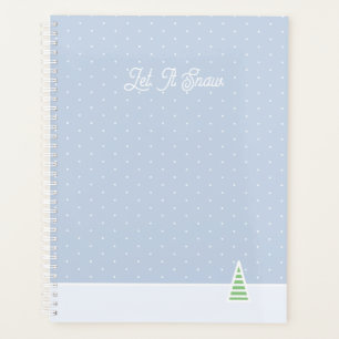 Let It Snow Tiny Winter Tree Ice Blue Polka Dots Planner