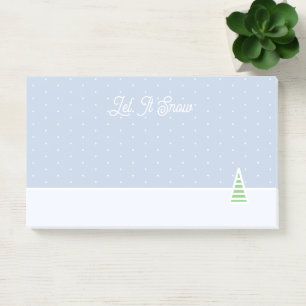 Let It Snow Tiny Winter Tree Ice Blue Polka Dots Post-it Notes
