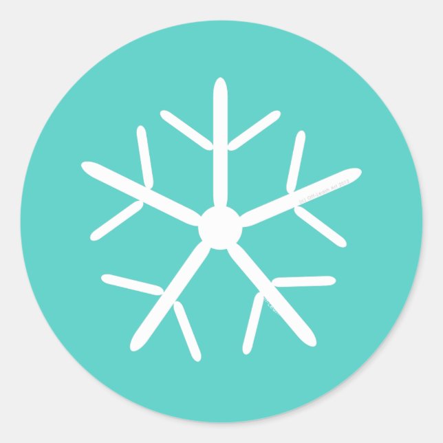 Let it Snow Turquoise Snowflake Classic Round Sticker (Front)