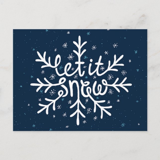 Let It Snow Type Design Postcard (Front)