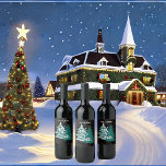 Let it Snow Watercolor Winter Christmas Woodland  Wine Label<br><div class="desc">Let it Snow Watercolor Winter Christmas Woodland Classic Wine Label featuring Pine trees and snow for fun Christmas party. With watercolor theme featuring pine trees in an evergreen forest canopy, it is just right for Winter Christmas celebrations. Winter snowflakes galore, this inspirational design gives the first glimpses of snow. Perfect...</div>