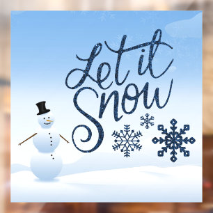 "Let it Snow" Winter / Christmas Style Snowman   Window Cling