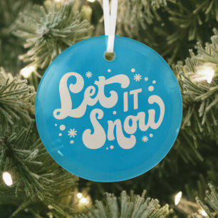 Let It Snow Winter Design Glass Ornament