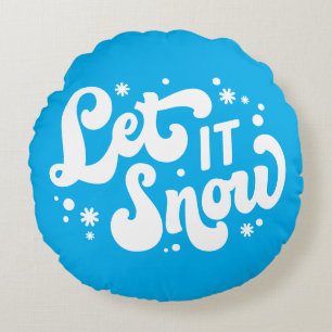 Let It Snow Winter Design Round Pillow
