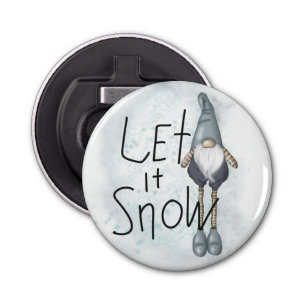 Let it Snow Winter Gnome Bottle Opener