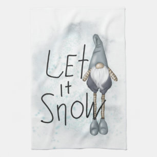 Let it Snow Winter Gnome Kitchen Towel