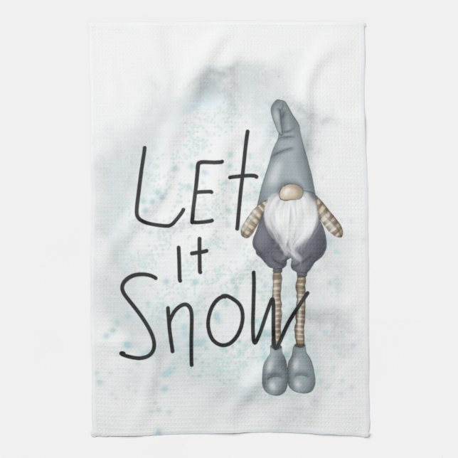 Let it Snow Winter Gnome Kitchen Towel (Vertical)