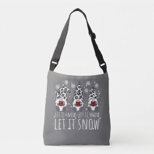 LET IT SNOW Winter Gnome - Leopard Buffalo Plaid Crossbody Bag