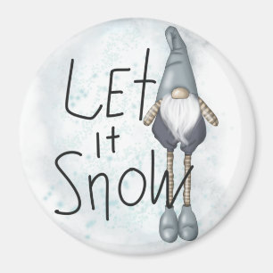 Let it Snow Winter Gnome Magnet