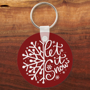 Let It Snow Winter Snowflake Holiday Season Keychain