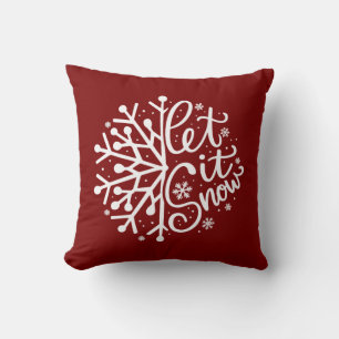 Let It Snow Winter Snowflake Holiday Season Throw Pillow