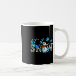 Let It Snow Winter Snowman Christmas Holiday Leopa Coffee Mug
