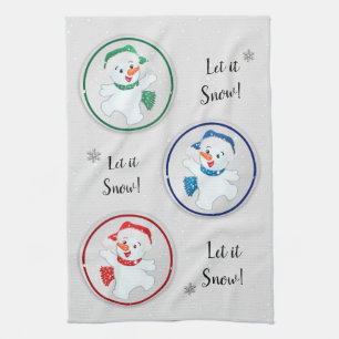 Let it Snow Winter Snowmen Cartoon Kitchen Towel