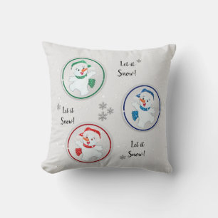 Let it Snow Winter Snowmen Cartoon Throw Pillow