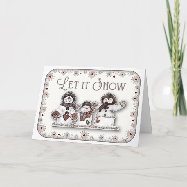 Let it Snow - Winter Wishes and Snowman Kisses Card (Front)