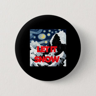 Let It Snow Winter Wonderland Art Creative Ski Sno 2 Inch Round Button