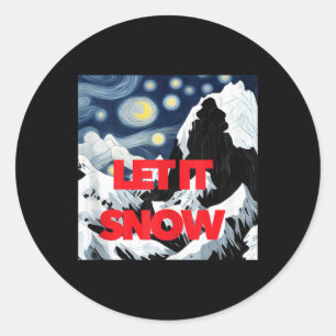 Let It Snow Winter Wonderland Art Creative Ski Sno Classic Round Sticker