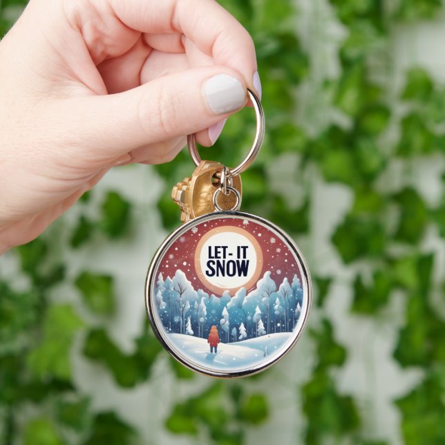 Let It Snow with Beautiful Vintage Landscape  Keychain (Hand)