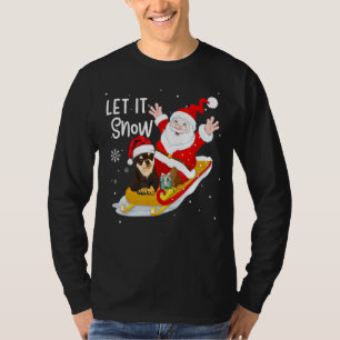 Let It Snow Xmas Cute Chihuahua And Santa Claus Ch T-Shirt
