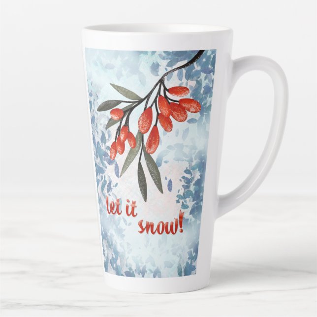 Let It Snowberries – Whimsical Winter Card Latte Mug (Right)