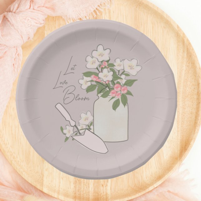 Let Love Bloom Flower Blossom Shower Paper Plate (Creator Uploaded)
