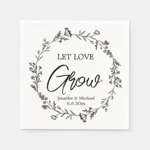 Let Love Grow Botanical Wildflower Wreath Wedding  Napkin