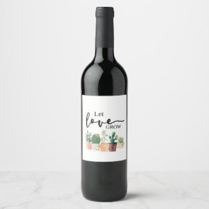let love grow, cactus, succulent, favour gift tags wine label