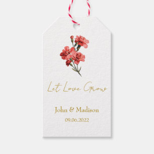 Let love grow Carnation seed packet Wedding Gift Tags